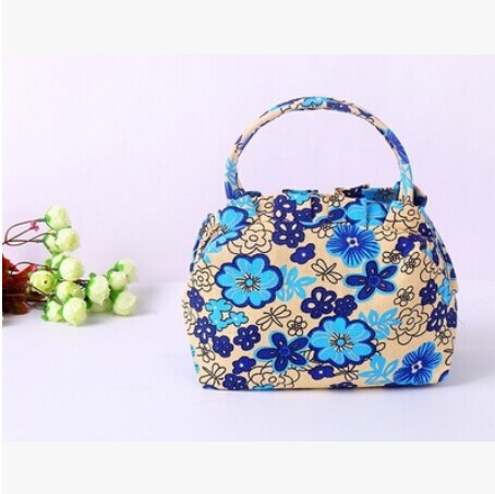 Lonchera de lona a la para mujer, bolsa con cierre Floral, portátil, para Picnic, trabajo escolar, bolsa de Almuerzo: 9