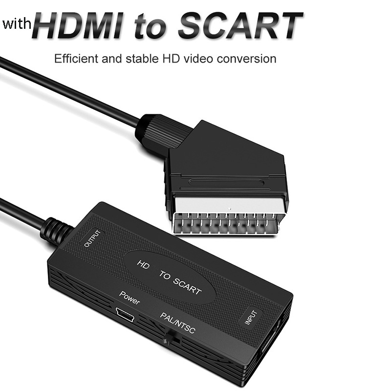 With HDMI to Scart HD Video Converter Cable HDMI-Compatible Input Scart Output 1080P Display Extend Adapter with PAL NTSC Switch