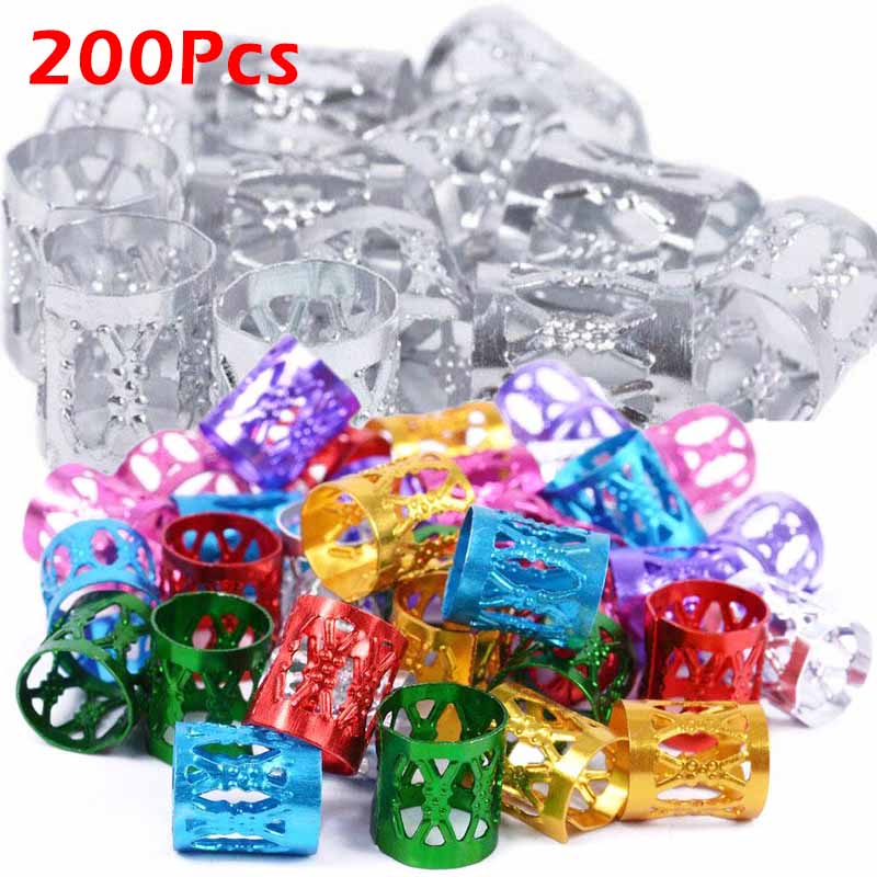 Anillos de pinza para el pelo para rastas, trenzas de pelo ajustables multicolores doradas y plateadas, cuentas para puños, horquilla, joyería, accesorios para adornos para el cabello: Rojo