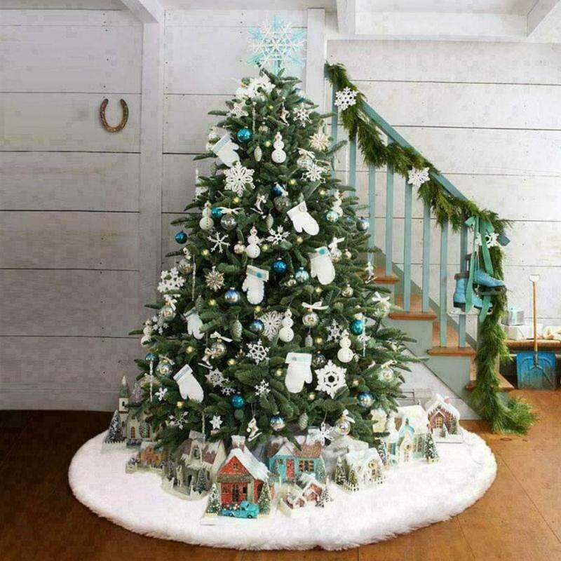 Christmas Ornaments And Products Pure White Christmas Plush Tree Skirt