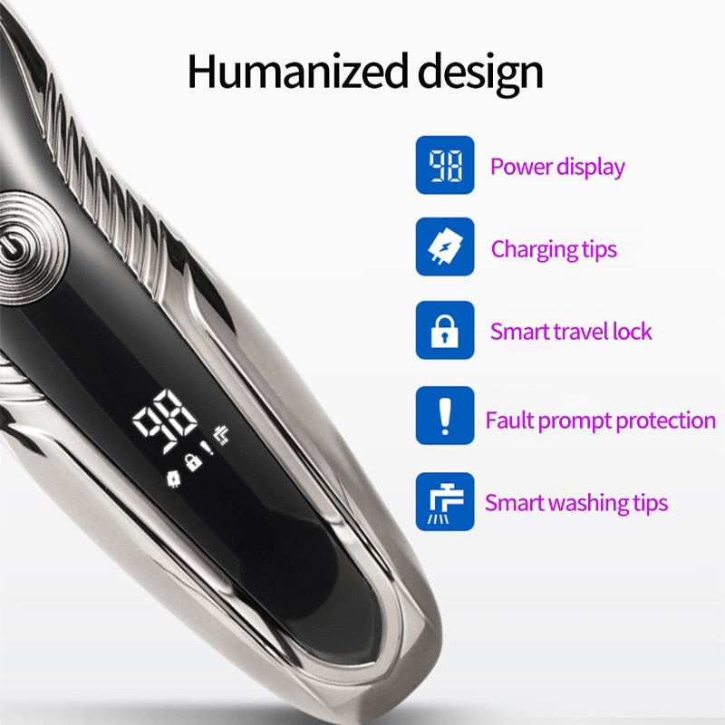 】Electric Shaver USB Rechargeable Wet And Dry Shave Multifunction Fast charge 4D shaving machine Body washing Beard Trimmers