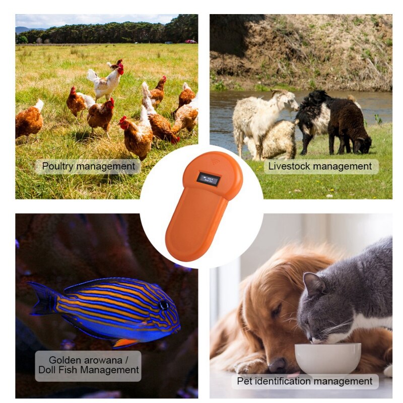 Mini Animal Reader Handheld Pets ID Chip Microchip Portable Rfid Scanner Electronic Identification Card Trackers Dog Accessories