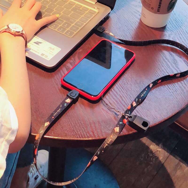 Lanyard usb-kabel riem data multi-oplaadkabel micro usb  c 3 in 1 snellaadkabel met sleutelhanger