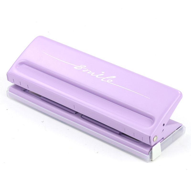 Perforadora de papel para manualidades, cortador de 6 agujeros de Metal, ajustable, para manualidades, A4, A5, A6, papel de hoja suelta, papelería de oficina: Lavanda