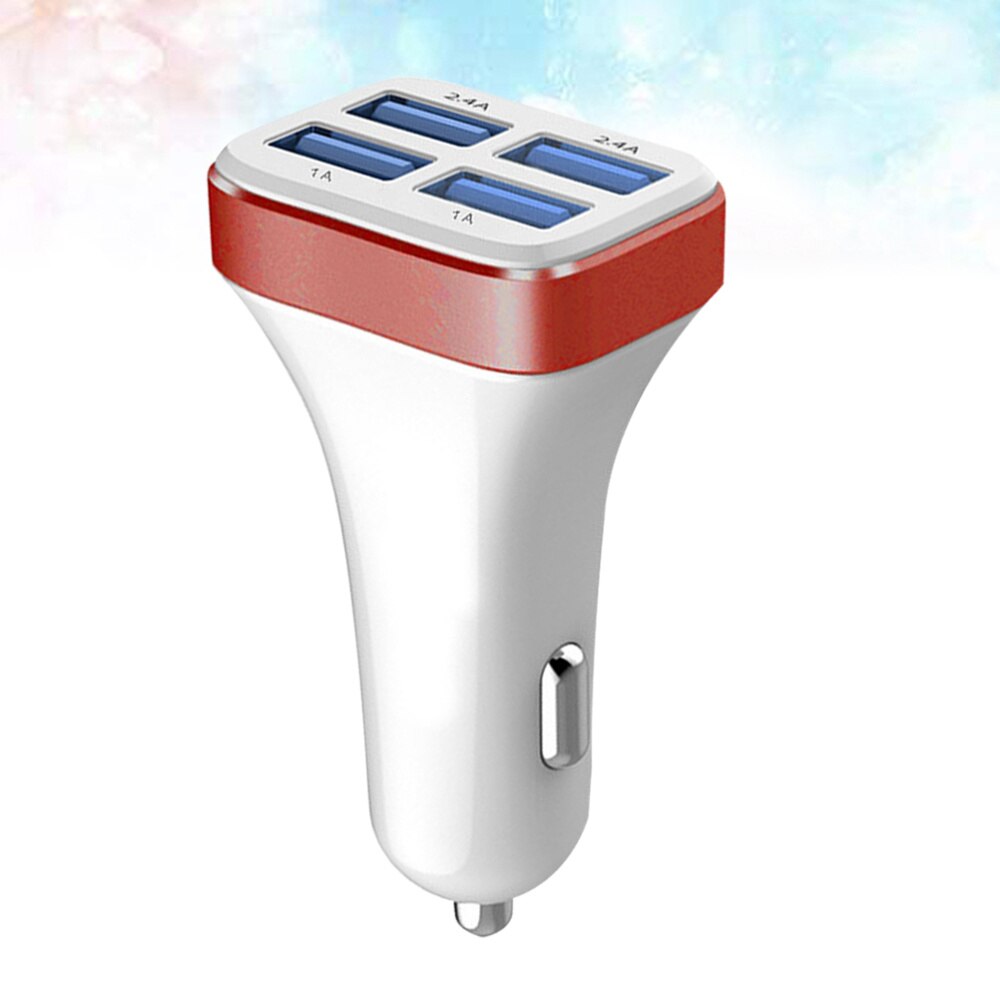 1 Pc 2.4A 4 Usb Poorten Socket Multi Functie Auto Telefoon Oplader (Zwart En Zilver): As Shown 4