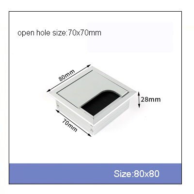 1PCS Aluminium Alloy Grommet Cable Hole Cover With Black Brush For Computer Table Cable Outlet Port Wire Rack Organizer: 80x80mm