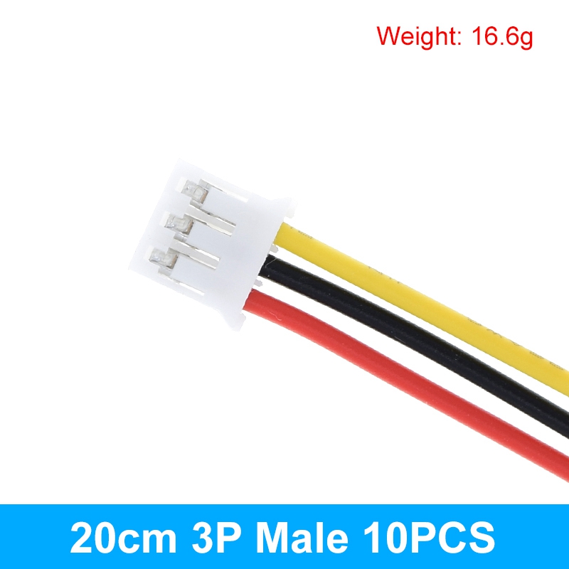 10PCS 5Pair Micro JST PH 2.0 2P 3P 4P 5P 6PIN Male Female Plug Connector With Wire Cables 20CM+20CM For Arduino MP3: 10PCS 20CM Male 3P