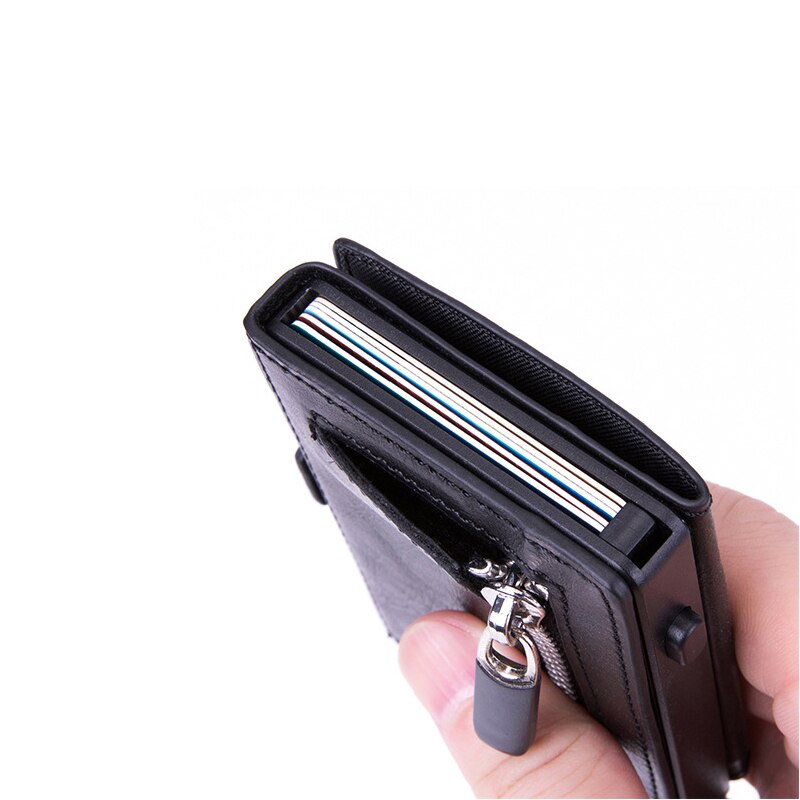 boîtier de carte à glissière automatique RFID antivol porte-carte de crédit en alliage d'aluminium porte-cartes portefeuille pour hommes femmes