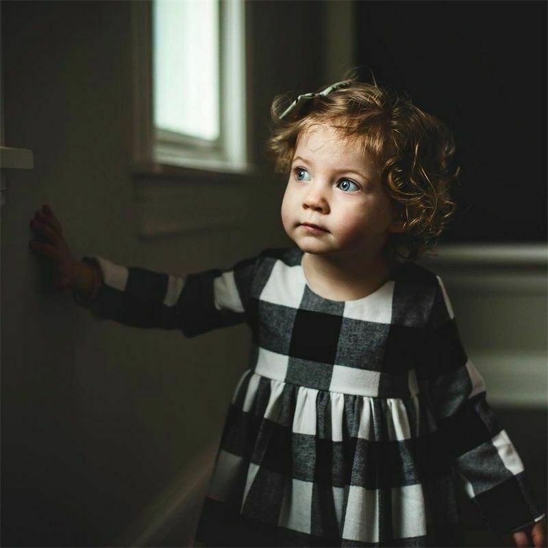 Baby Girl Toddler Princess Dress Party Pageant Plaid Warm Dresses Clothes