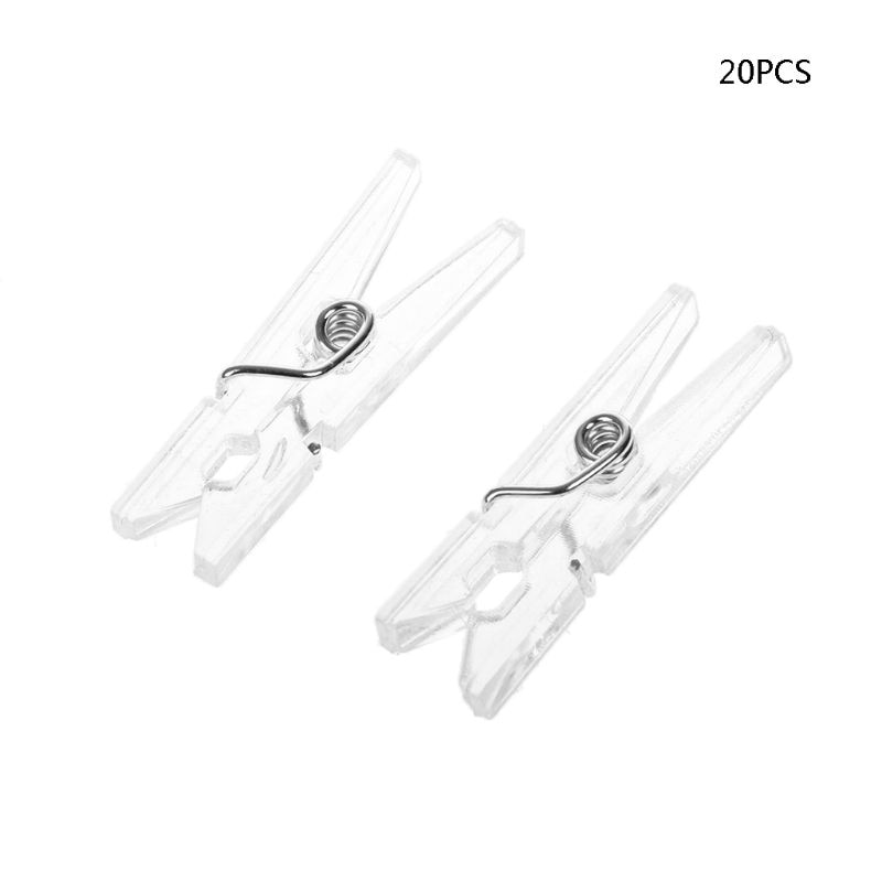 20Pcs 25mm Mini Spring Clear Transparent Clips Clothes Photo Paper Peg Party Home Decoration