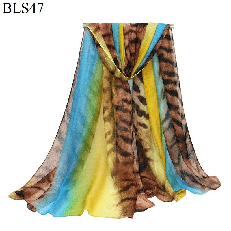 Spring fall voile kvinder tørklæde sjal rinbow tiger print tørklæde 180*90cm foulard femme modis bufanda mujer damer foulard soie: 4