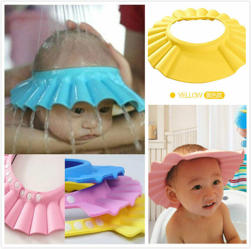 Pudcoco spædbarn barn justerbar badehue hat vaske / klippe hår blokere solen beskytte øjet øre shampoo hætte
