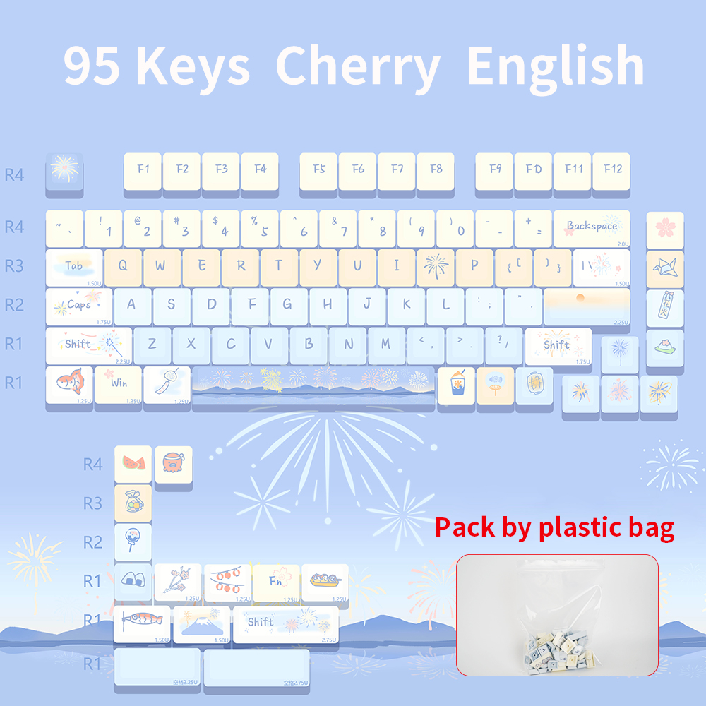 95 Keys Cherry Profile PBT Keycaps Love Letter Theme Key Caps for Gaming Mechanical Keyboard 61/64/68/75Keys AULA F75 Key Caps ﻿: Amber