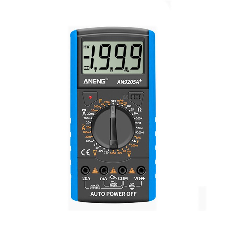 DT9205A + Digitale Multimeter/Dc Profesional Tester Elektrische Ncv Test Analoge Auto Range Multimetro: Blue