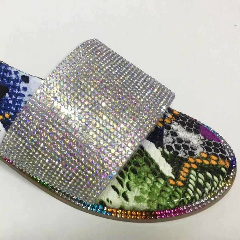 Summer Women Sandals Crystal Slippers Glitter Flat Bling Female Candy Color Flip Flops Outdoor Ladies Slides Beach Shoes: colorful / 39