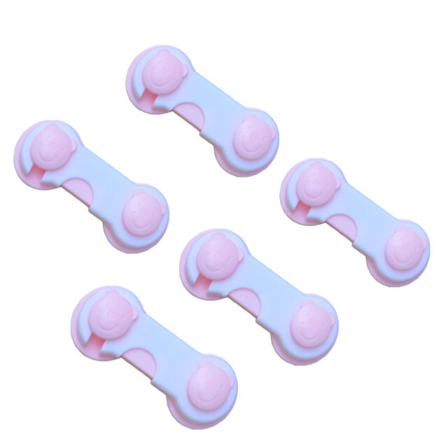 5Pcs Door Drawear Wardrobe Todder Kids Baby Safety Plastic Locks Children Protection Locks: Pink