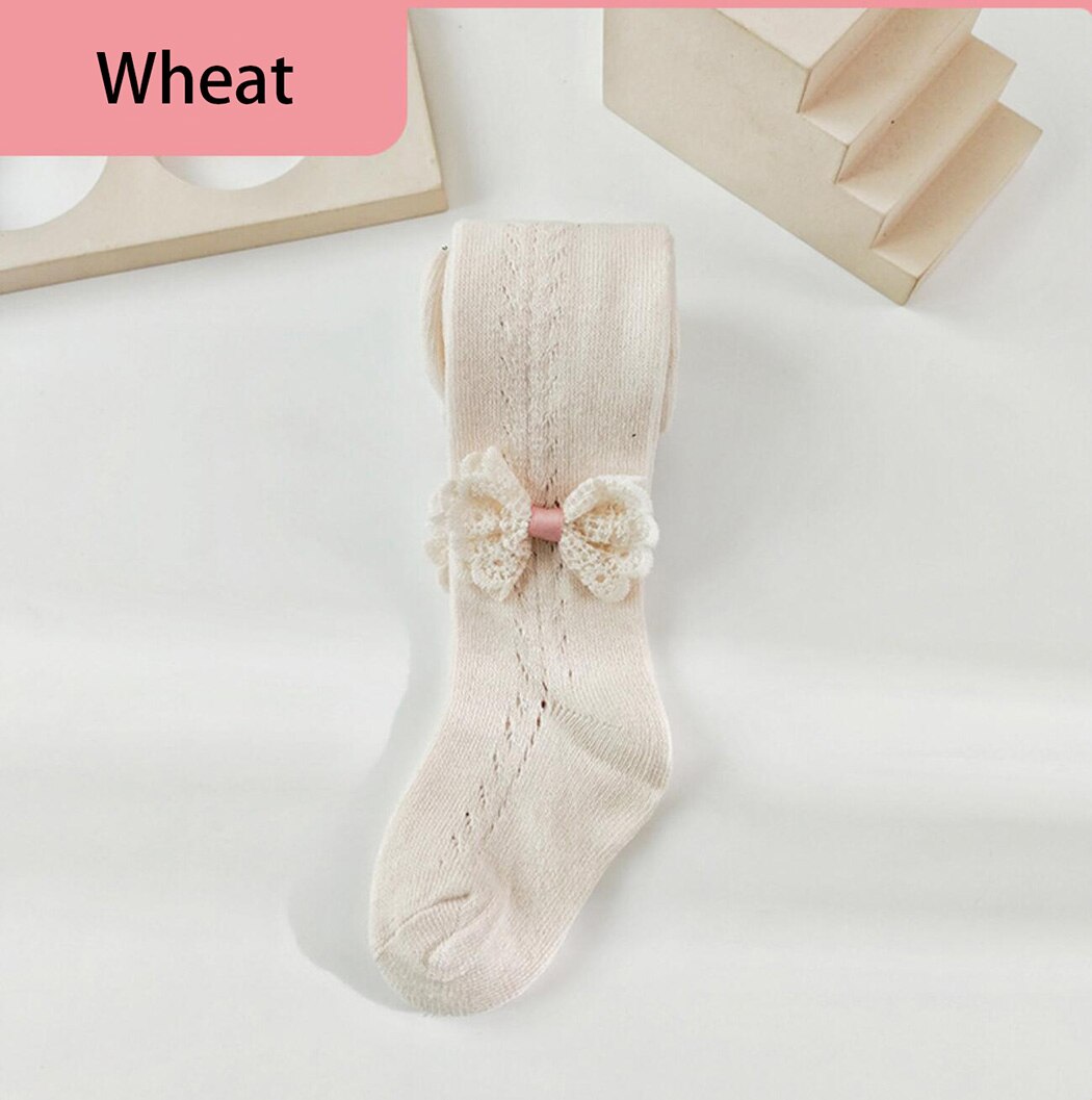 Zoete Kant Strik Side Priness Meisjes Panty Lente Elegante Mesh Panty Voor Meisje Kous Katoen Ademend Kids Broek: Wheat / 2-4 Years