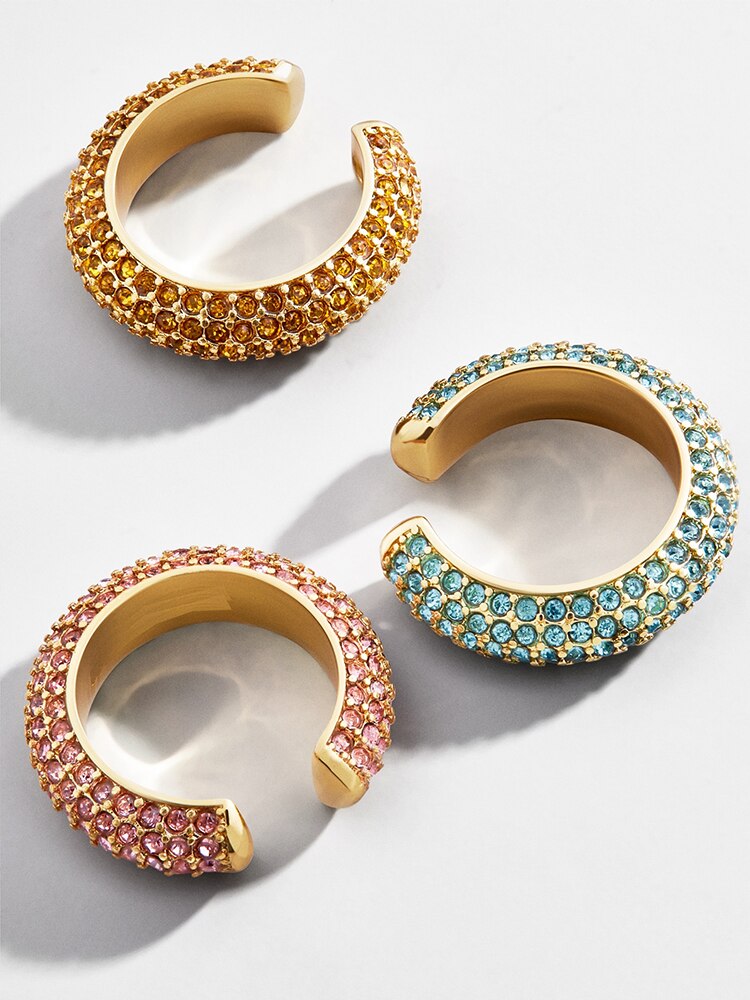 Multifarvet rhinestone rund hoop øreringe sæt til kvinder guld lille ørering bryllupsmykker fantastisk pris 5 par / sæt: 3 stk