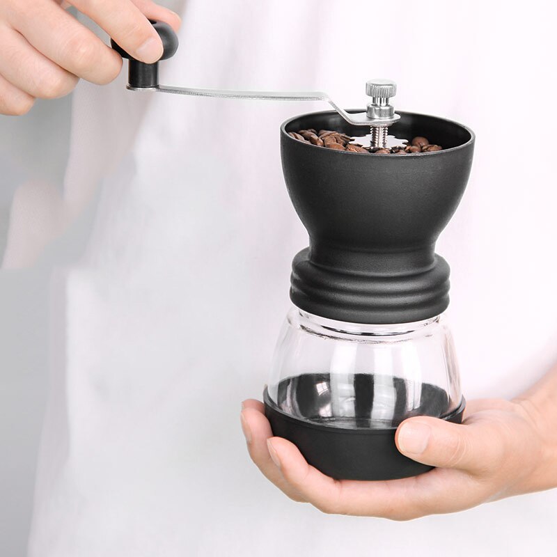 Kaffekvarn mini manuell bönmalningsmaskin i rostfritt stål förvaringsflaska espressotillbehör baristaverktyg