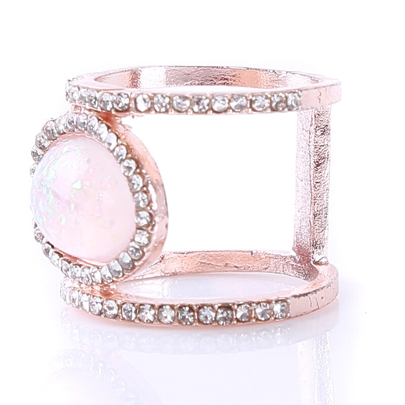 Prachtige Crystal Maansteen Ringen Voor Vrouwen Eenvoudige Sieraden Belofte Datum Engagement Trouwringen