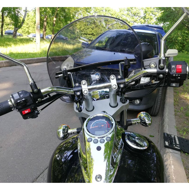 Pare-brise pare-Brise Pour 1981-2007 Yamaha Virago 125 250 535 700 750 920 1000 1100 XV250 XV535 7/8 "1" Guidon Écran Fixe