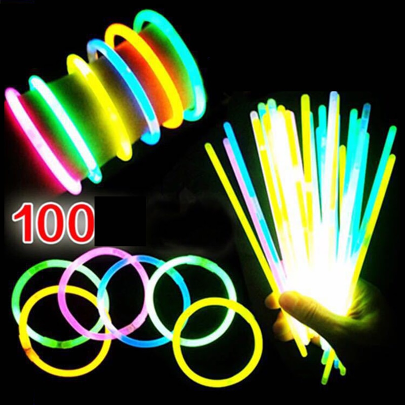 100 stücke Glowstick Neon- Party Leuchtstoff Armbänder Halskette glühen in das dunkel Neon- Stöcke Weihnachten Partei Liefert