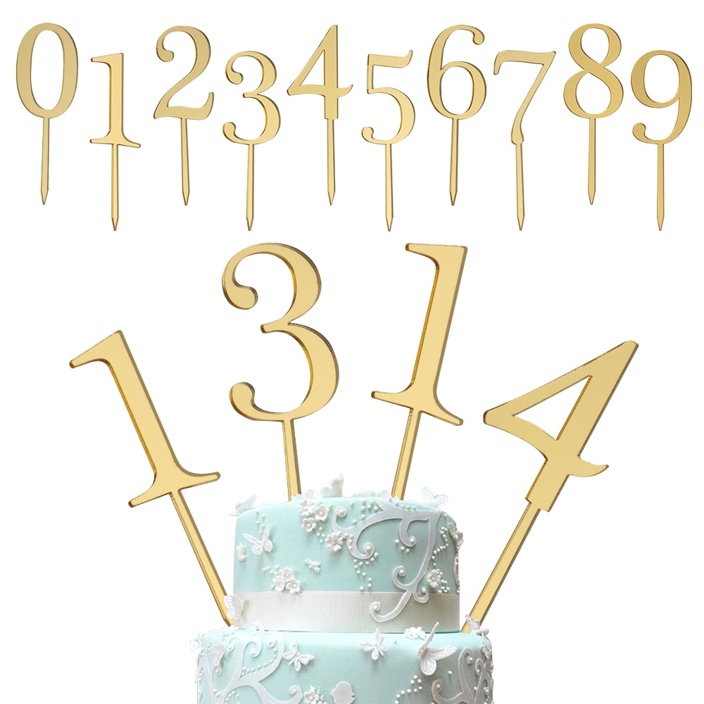 TAFACE 11-delige acryl taartdecoratieset, goud, met 10 nummerplug-ins (10 x 4 cm) en 1 'Happy Birthday' plug-in (14 x 12 cm), geschikt voor verjaardagen, jubilea en bruiloften TAFACE 11-delige acryl taartdecoratieset, goud, met 10 nummerplug-ins (10 x 4 cm) en 1 'Happy Birthday' plug-in (14 x 12 cm), geschikt voor verjaardagen, jubilea en bruiloften