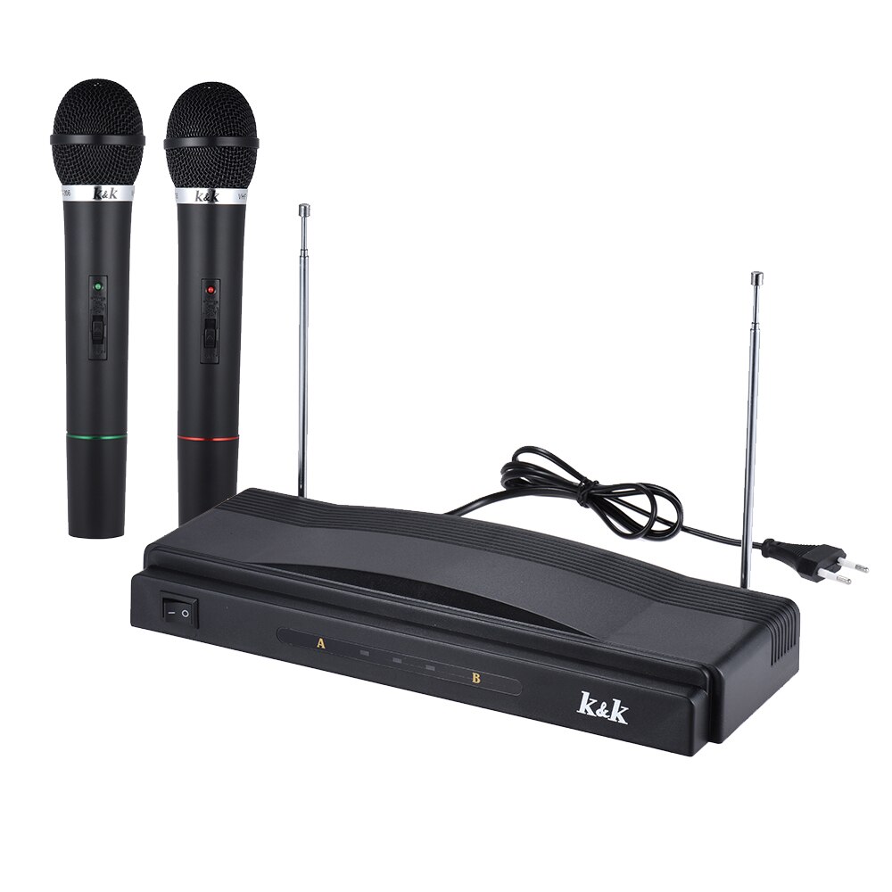 Studio Wireless Mic Remote Microphone System Kit FM Transmitter Receiver with Audio Cable for KTV Teaching Show