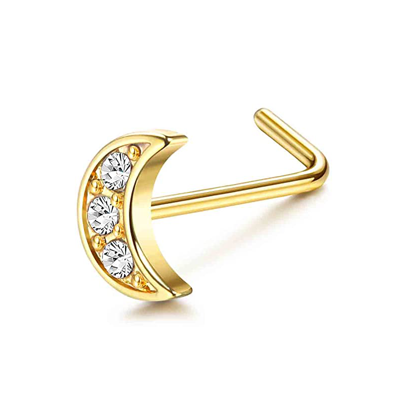 Drperfect-anillos para la nariz para mujer, tachuelas de acero quirúrgico de 20G, aro para la nariz, sacacorchos en forma de L, anillo para la nariz, joyería para Piercing en la nariz: Chapado en zinc blanco y azul