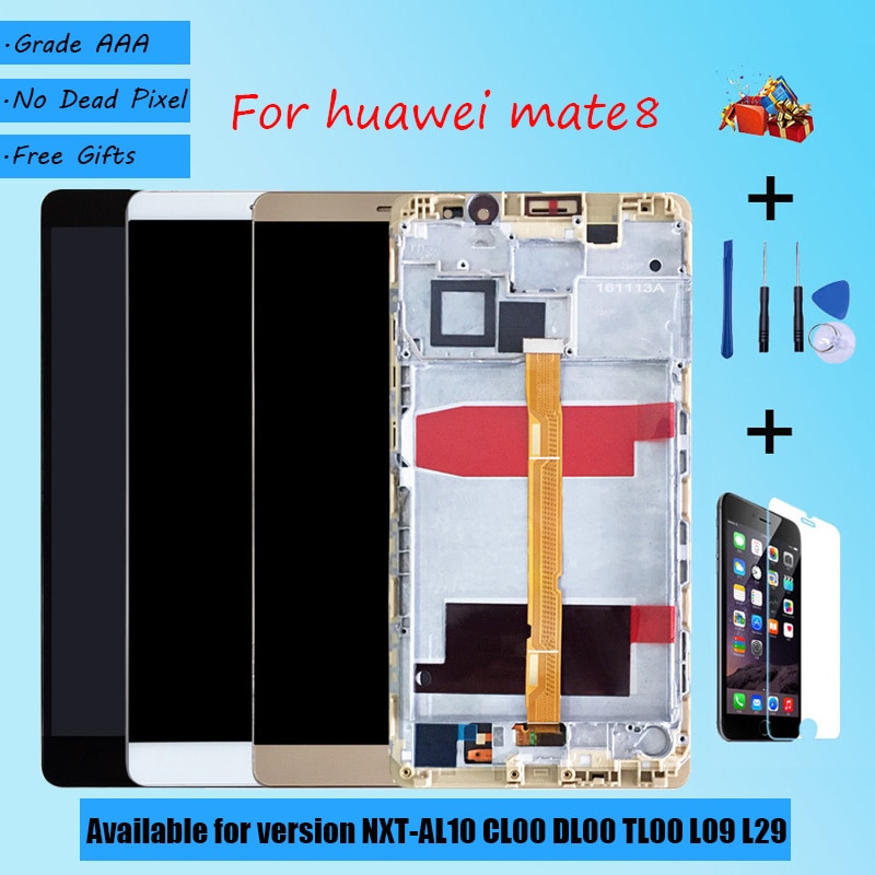 Para HUAWEI Mate 8 NXT AL10 CL00DL00 TL00 L09 L29 montaje de pantalla LCD con funda frontal cristal táctil, original negro oro blanco Brow
