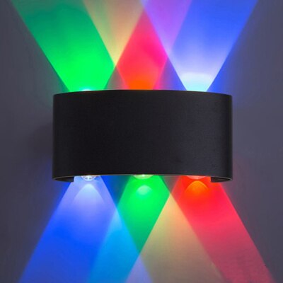 Waterdichte 6 w Led Wandlamp 85-265 v moderne Aluminium indoor outdoor Opbouw Led Tuin Veranda gang buitenmuur Licht: Blue-Green-Red / Black body