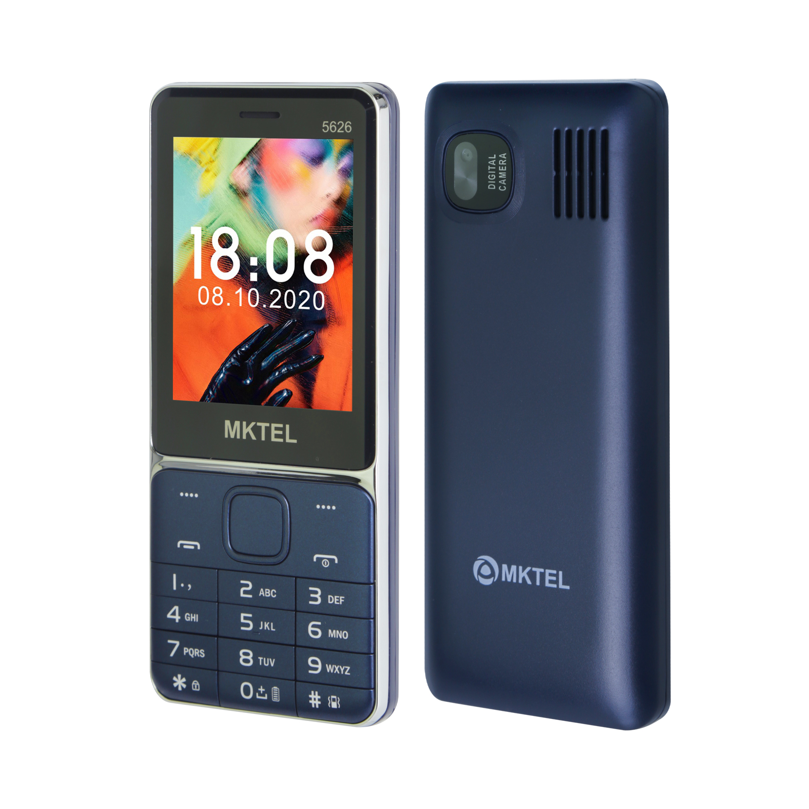 MKTEL 5626 Caratteristica Telefono Tripla Scheda Sim Display da 2,8" Batteria da 1800 mAh MP3/MP4/FM/Radio/Bluetooth/GPRS Telefono Senior: Blu