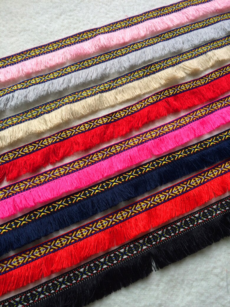 10 Yard/Lotto Nappe e Frange Nazione Lace Trim Nastro Per Cucire Vestito Latino Fase Indumento Tenda Accessori FAI DA TE 3.8 cm SM381
