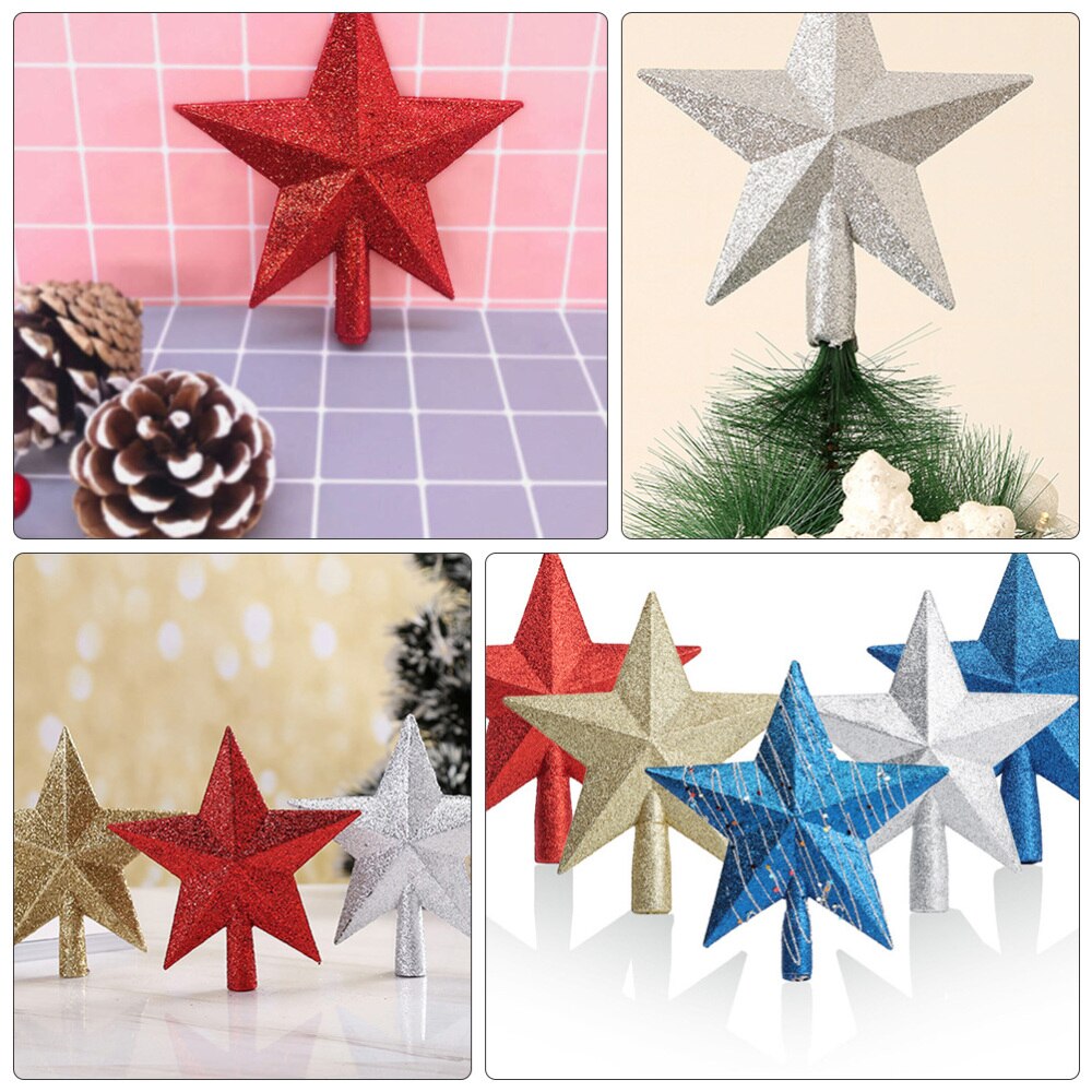 Weihnachtsbaum Stern Topper 15cm - Gold Glitzer Baumkrone Metall Ornament Für Weihnachtsdekoration