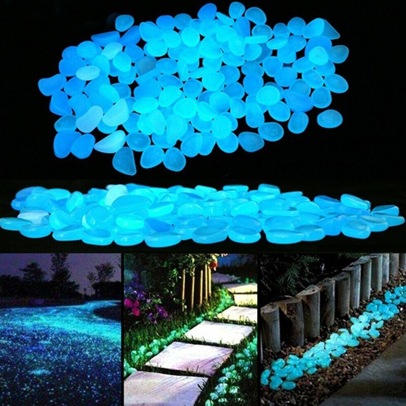 50 Pcs Fluorescent Pebble Stones Luminous Garden Walkway Flower Bed Shiny Patio Decorative Pebbles TB