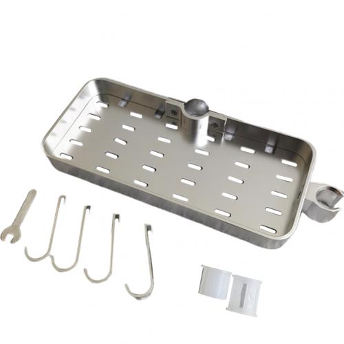 Bathroom Shampoo Storage Tray Lifting Rod No Drilling Rectangle Shower Shelf: Silver