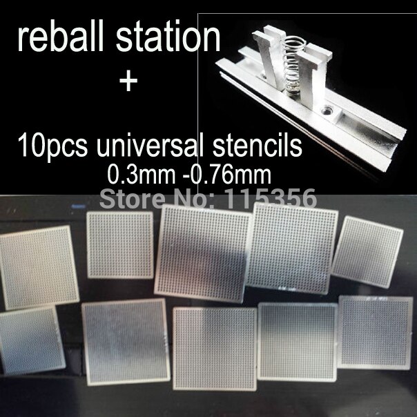 10 stks/set Bga Reballing Universal Stencil Tample Kit met gratis Universal Reball Station