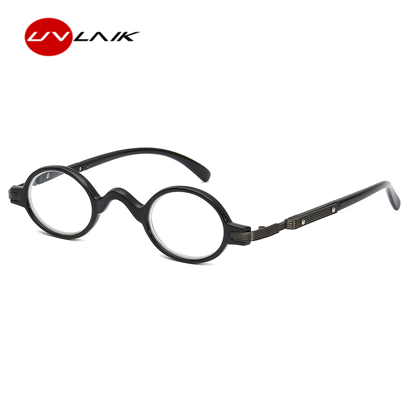 Uvlaik retro pequeno óculos de leitura moda masculina pequena moldura redonda óculos de leitura óculos de prescrição de alta qualidade