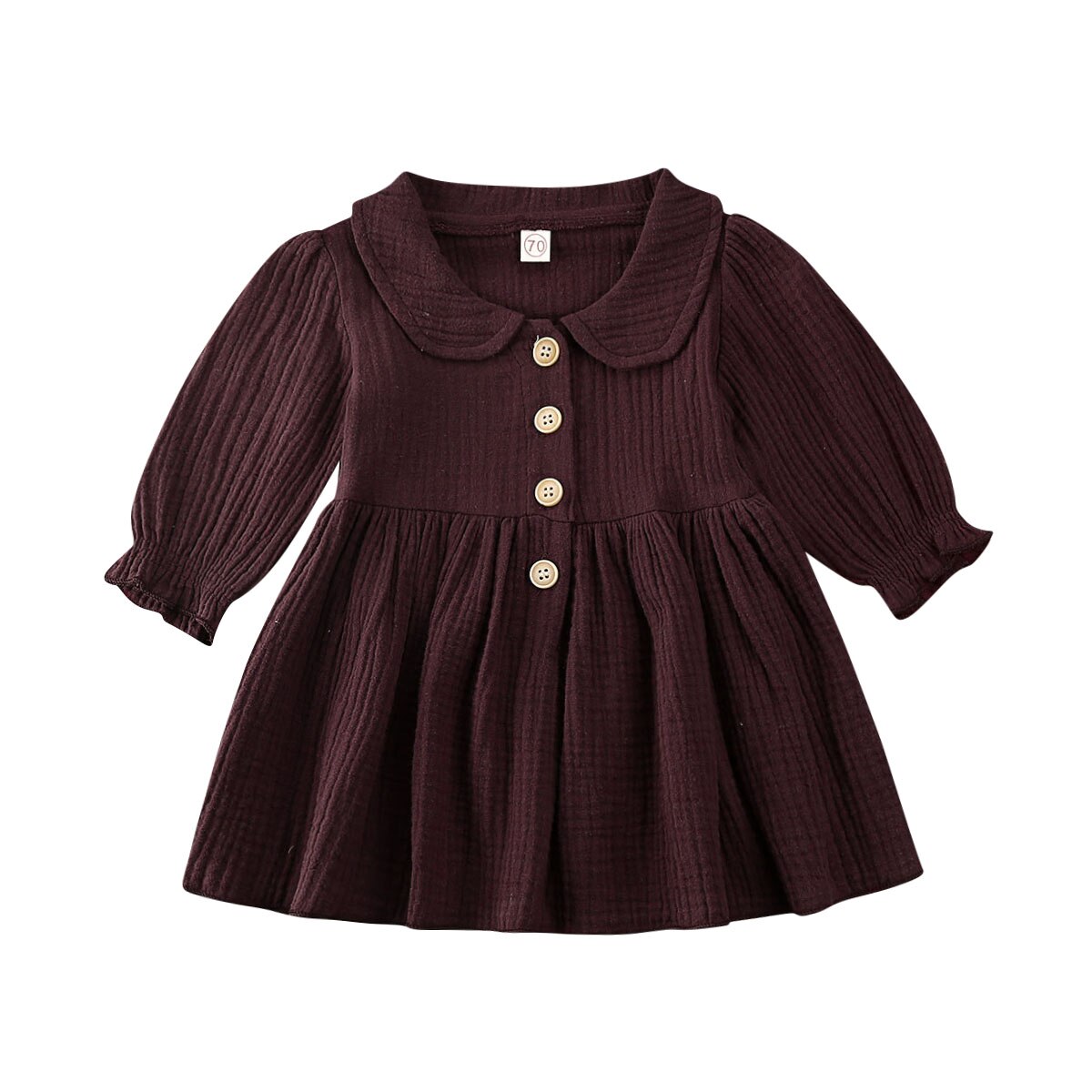 Robe Vintage pour bébés filles 0-4Y | Motif floral, manches longues, à volants, robe trapèze, Costumes de printemps, collection automne: VIOLET / 6M