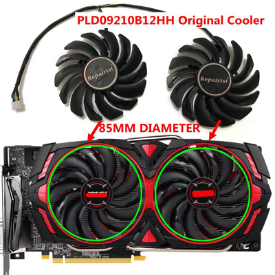 85MM RX470 RX570 VGA GPU Graphics Card Cooler Fan For MSI RX 470 RX 570 ARMOR Video Cards Cooling System As Replacement: PLD09210B12HH