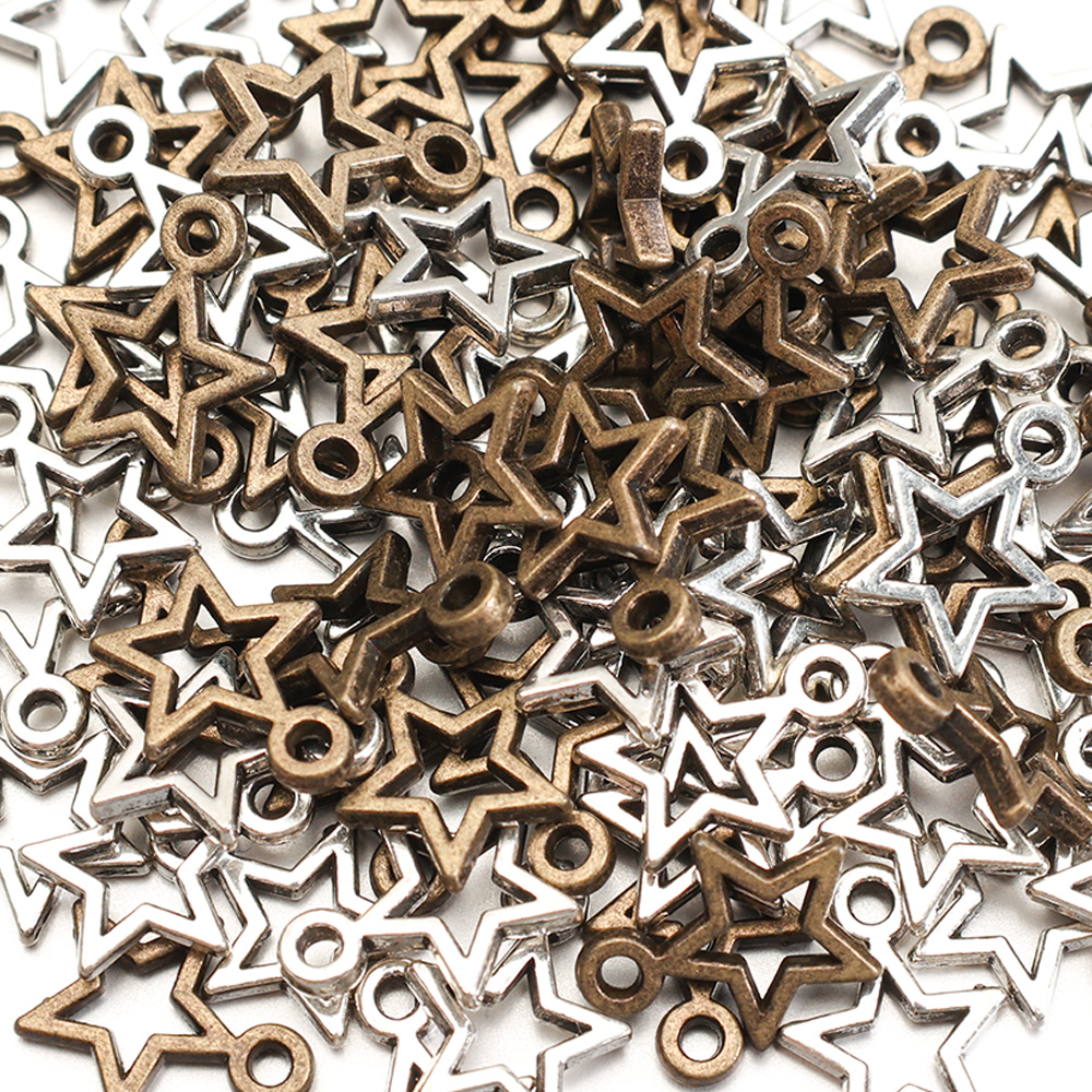 Dijes estrella DIY colgantes Metal pentagrama Vintage plata bronce joyería accesorios para pulsera collar artesanía hecha a mano