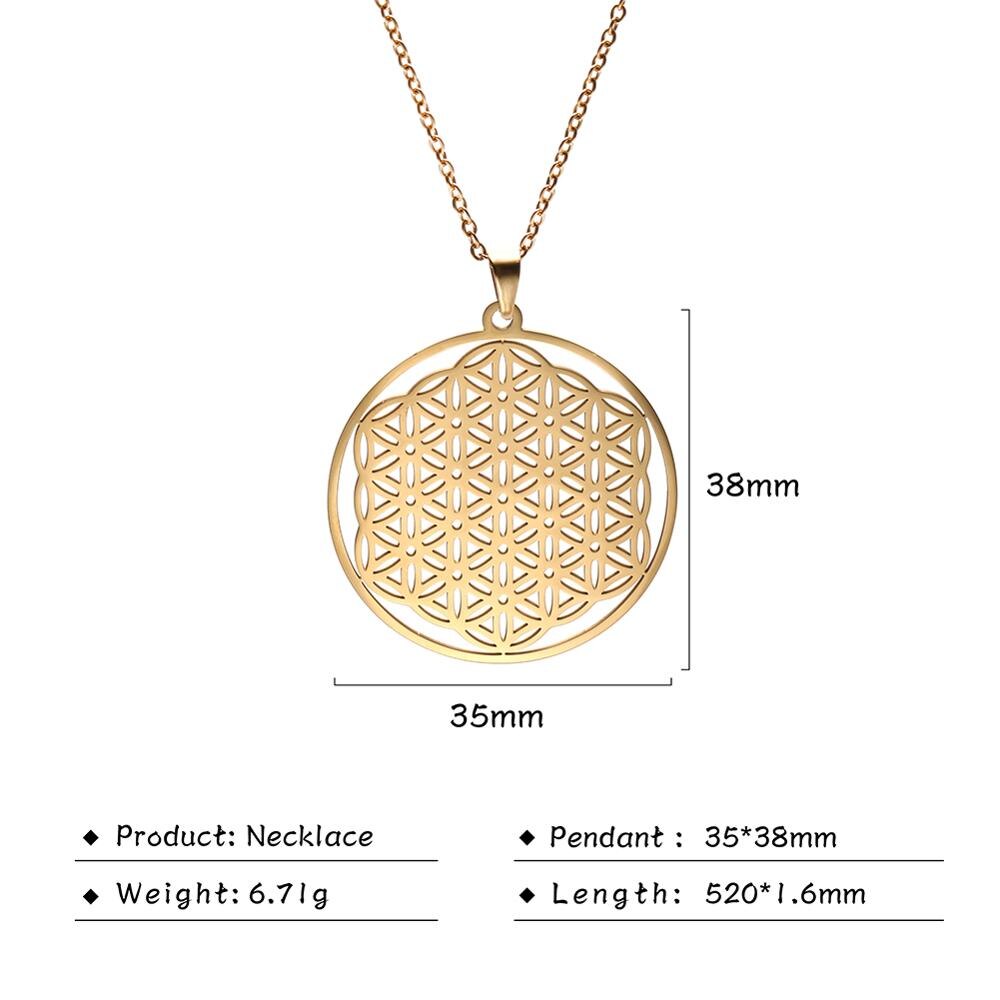 Skyrim Blume des Lebens Runde Anhänger Halskette Edelstahl Goldene Mandala Choker Kette Halsketten Schmuck für Frauen Mädchen: Style 5 Gold