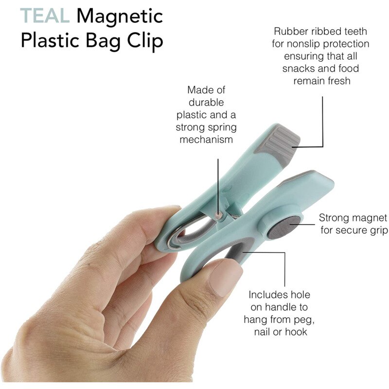 Set of 8 Pieces Large Heavy Duty Bag Clips Chip Bag Clips Large Food Clips forFood Storage with Air Tight Seal Kitchen Accessory