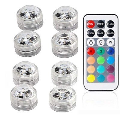 Underwater Led Light IP68 Waterproof Battery Operated Multi Color Submersible Lights For Swimming Pool Fountains Ponds Fishing: 1controller 8 Light