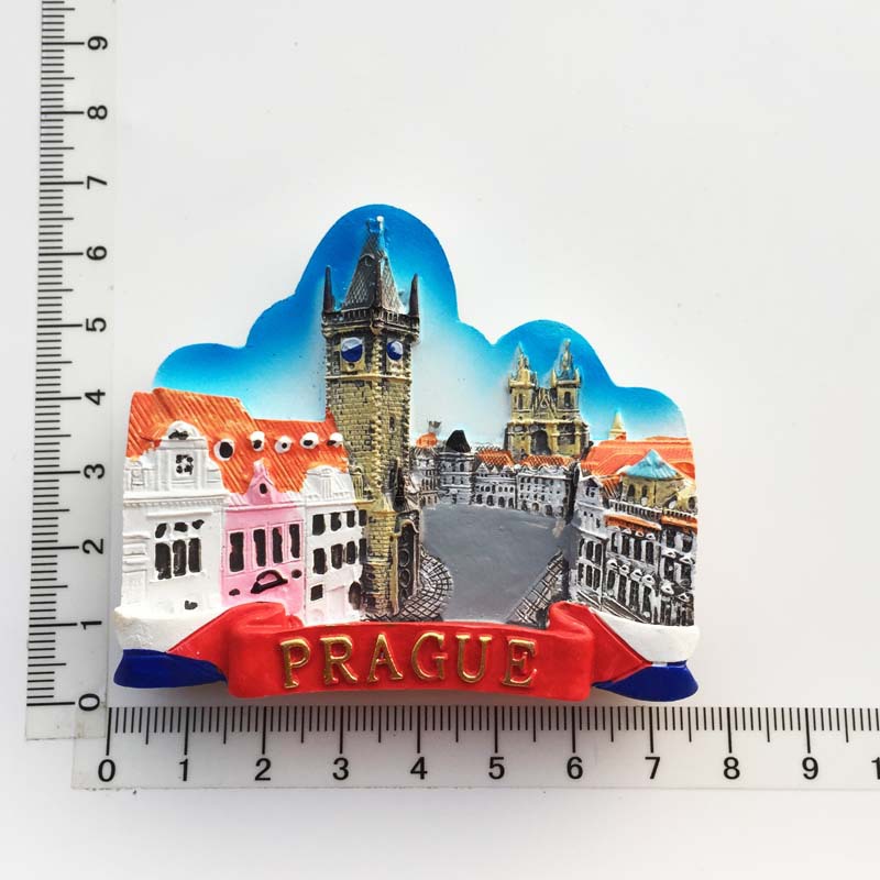 3d Resin Fridge Magnet Souvenir Czech Prague Cultural Landscape Tourist Collection Hand Painted Magnet Refrigerator Sticker: 6