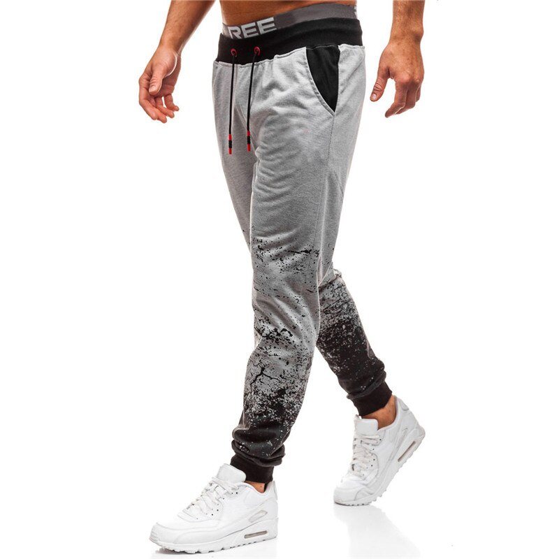 Men's Casual Sweatpants Gradual Printed Fitness Pants Slim Hip-hop Style Jogging Male Trousers