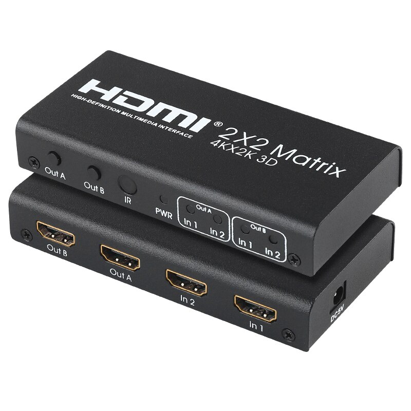 Commutateur de matrice HDMI 2 en 2 sorties, prise en charge de la télécommande HDCP 2022 IR 4K, séparateur de commutateur, 1.4