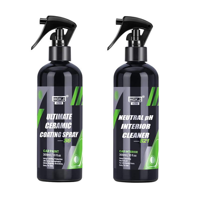 Kit de peinture de revêtement céramique 9H pour voiture, 300/100/50ml, pâte à polir, produits Nano, hydrophobe, couche rapide, cire liquide, HGKJ: S6 x Cleaner S21-300