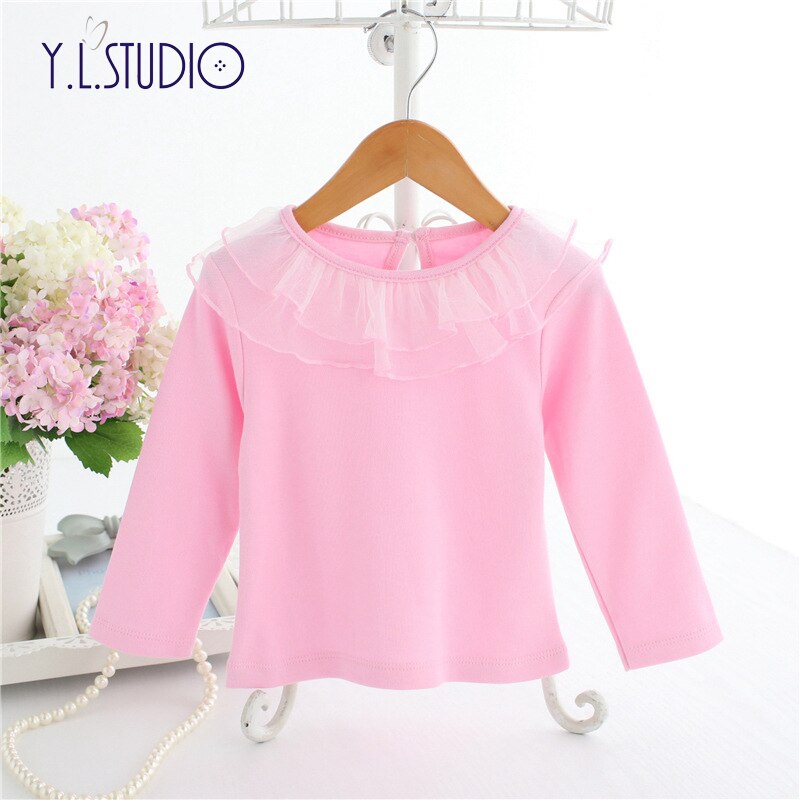 T-shirt en dentelle pour filles | Col à volants, maille avec ouverture au dos, doux, T-shirt anniversaire, vêtements pour enfants, vêtements de -né: pink / 12M
