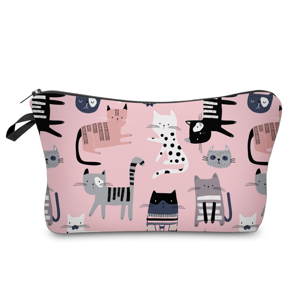 Deanfun Lovely Cat Cosmetic Bag Grils Cute Pink Small Toiletry Bag Portable Travel Bags 52487: Default Title